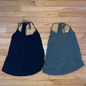 BUNDLE: Hollister Adjustable Flow Tank Tops in Black & Army Green